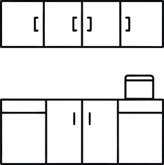 kitchen cabinet icon outline vector on transparent background