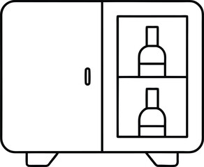mini bar cabinet icon outline vector on transparent background