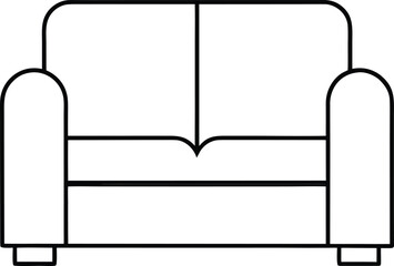 sectional sofa icon outline vector on transparent background