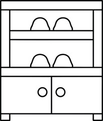 shoe cabinet icon outline vector on transparent background