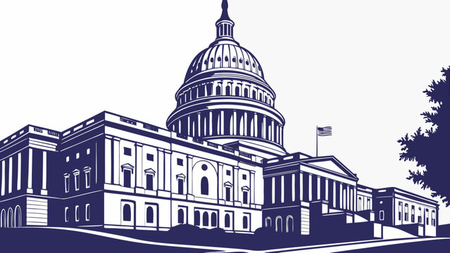 Washington dc skyline with us capitol building  flag. Suitable for travel brochures, patriotic marketing materials, and historic presentations.