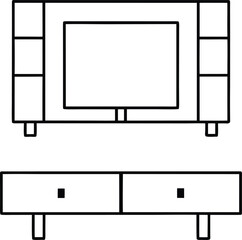 tv stand icon outline vector on transparent background