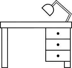 writing desk icon outline vector on transparent background