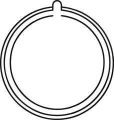 Naklejka premium Black and white line drawing of a circular open bracelet or ring with a small loop protrusion at the top center