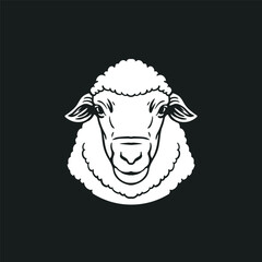 Simple black and white illustration of a sheep in a clean minimalist style. Monochrome animal artwork suitable for logos, icons, farm themes