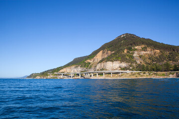 The Illawarra's famous Sea Cliff Bridge captured from the water.