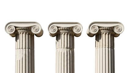Three Classical Ionic Columns Isolated On Black Background