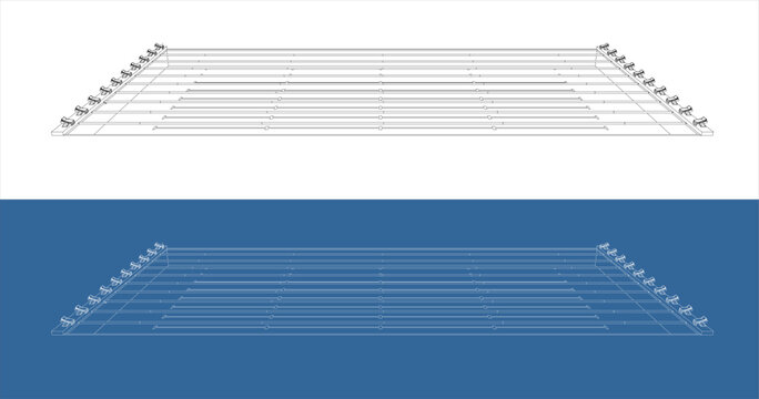 Side View Profile of Olympic Swimming Pool Lane Wireframe Sketch
