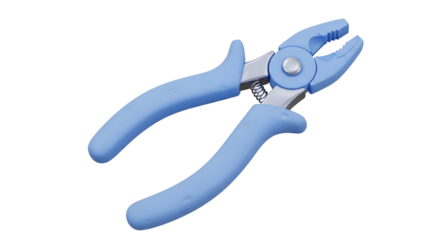 A cartoon rendering of light blue pliers isolated on a black background
