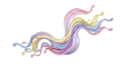 A vibrant splash of flowing pastel colors creating an abstract wave on a black background