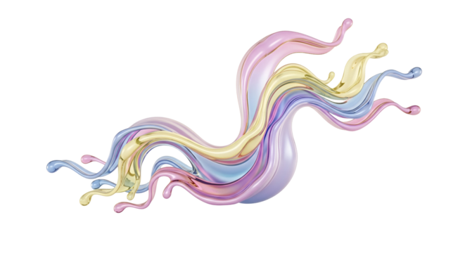 A vibrant splash of flowing pastel colors creating an abstract wave on a black background - Powered by Adobe