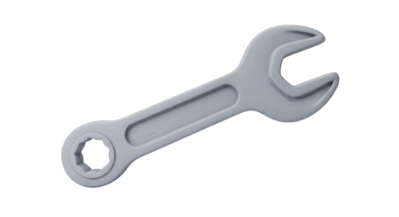 Gray combination wrench isolated on a black background, a common hand tool for mechanics