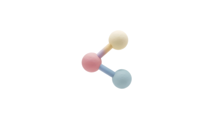 A minimalist pastel 3d render of connected spheres on a black background