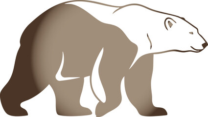 A stylized of a polar bear standing on all fours with a gradient brown and white color scheme