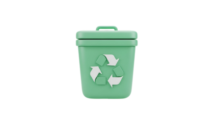 Green recycle bin icon with white recycle symbol for waste management and environmental concept
