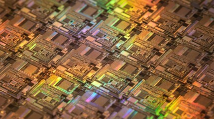 Semiconductor Engineer Holding Iridescent Silicon Wafer in Sterile Cleanroom Laboratory