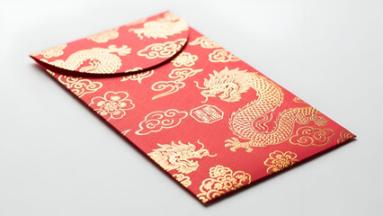 Red gold chinese new year money envelope hongbao dragon pattern