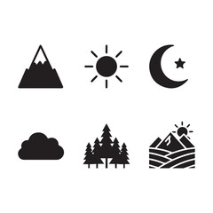Minimal Monochrome Nature Icons Set