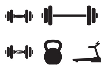Fitness and Workout Gym Equipment Icons Pack
