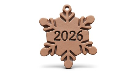 Wooden Snowflake Ornament with Year 2026 Engraved.