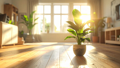 Photo of indoor plants cast iron plant aspidistra elatior in a white pot on isolated yellow backgrou
6