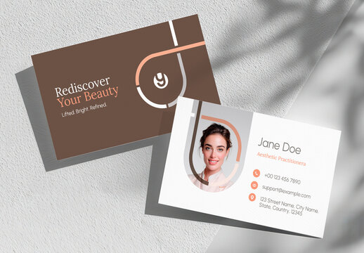 Beauty and Wellness Business Card Template: Clean Earth Tone Corporate Identity.