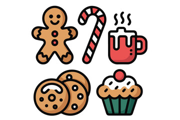 Cozy Christmas Treats Vector Set