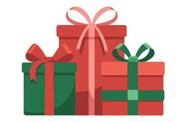 Stack of Red and Green Christmas Gift Boxes Vector
