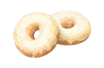 グレーズドーナツ　水彩色鉛筆イラスト