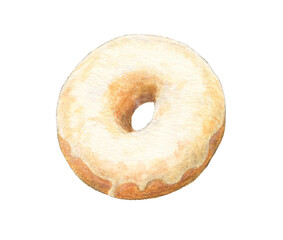 グレーズドーナツ　水彩色鉛筆イラスト