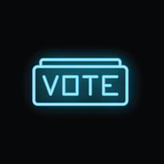 Neon sign showing the word vote on a black background