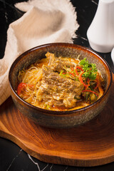 Delicious Beef Noodle Soup with Vegetables.