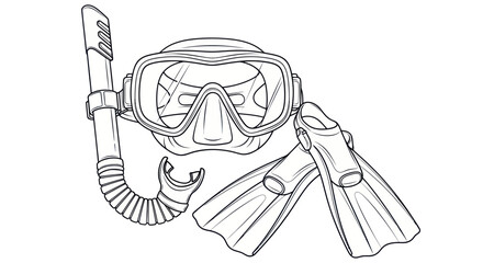 Snorkeling and Diving Gear Outline Illustration © TDF CREATIVE