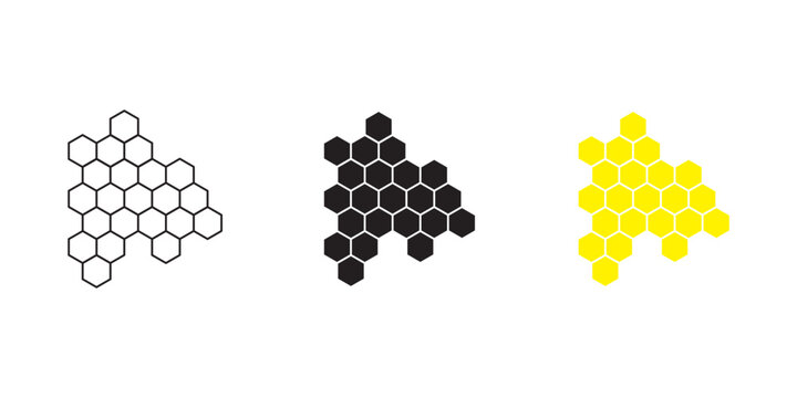 Honeycomb vector icon. Silhouette of honeycomb, honey, pollen, wax and bee products. Beeswax hive icon symbol and sign. Vector illustration.