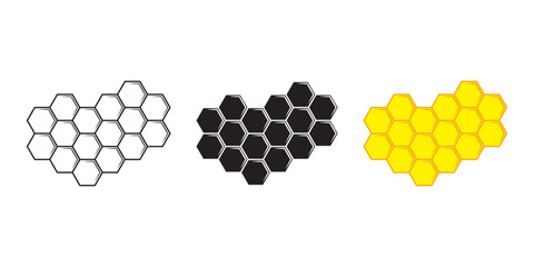 bee honeycomb icon set. Honey comb cartoon. Natural food. honeycomb pattern. Honey symbol. Beehive sign