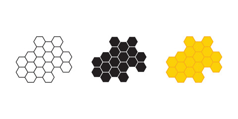 bee honeycomb icon set. Honey comb cartoon. Natural food. honeycomb pattern. Honey symbol. Beehive sign