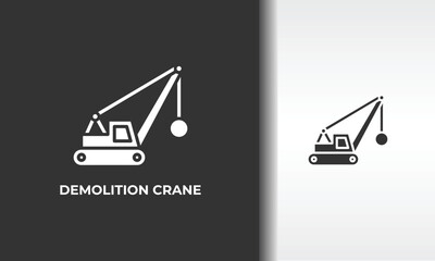 Demolition Crane Vector, Icon Or Logo Sign Isolated Symbol Illustration
