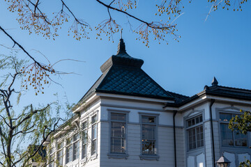 日本の岡山県倉敷市の白壁の美しいレトロな町並み