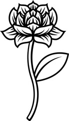 A flower design illustration in a vintage woodcut retro tattoo style