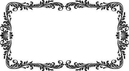A filigree heraldic crest motif floral pattern border frame. Original design in a vintage style.