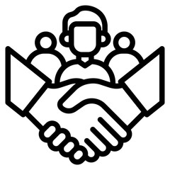  collaboration, teamwork, communication, Partnership, company, team, employee, management, strategy, corporation, community, team, outline icon vector design illustrator