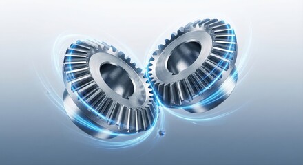 Naklejka premium Metallic Gears with Motion Effect and Futuristic Design Elements