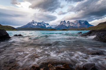 views of pehoe lake in torres del Paine, Chile