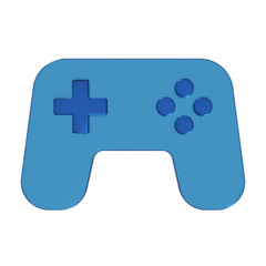 ゲームのコントローラーのフラットなアイコンの3Dイラスト。透明感のある青いグラスモーフィズムなマーク。Clean-looking icons suitable for business and UI