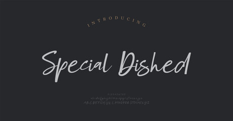 Script typography beauty fashion elegant minimalist serif italic fonts decorative wedding vintage retro logos. Minimal luxury font alphabet logo. Vector illustration  © Wonderlord