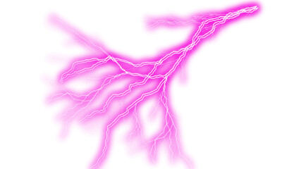 Thunder A dynamic and vibrant electric shock effect with a bright magenta lightning bolt on transparent background for visual impact