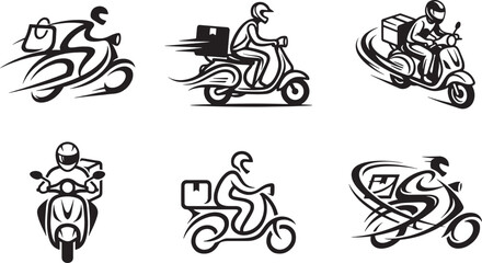 Set of Food Delivery Bike logo