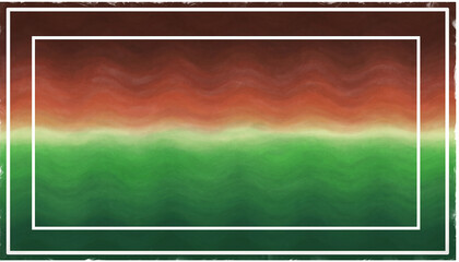 A wavy gradient background transitioning from dark red to green with white rectangular frames.