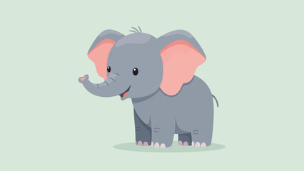 Fototapeta premium Adorable cartoon elephant character peeking out with big pink ears and a happy smile