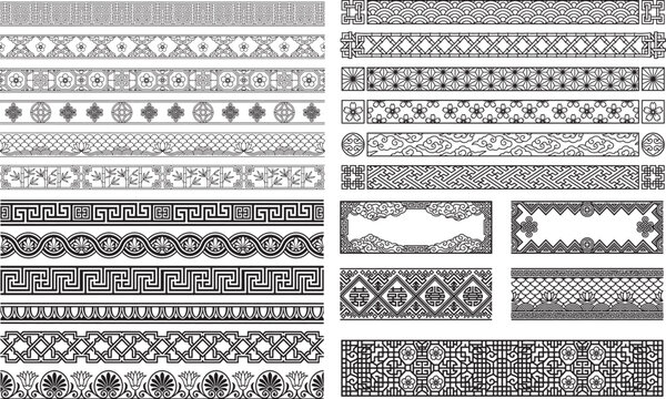 Set of Chinese Frame Border ornament